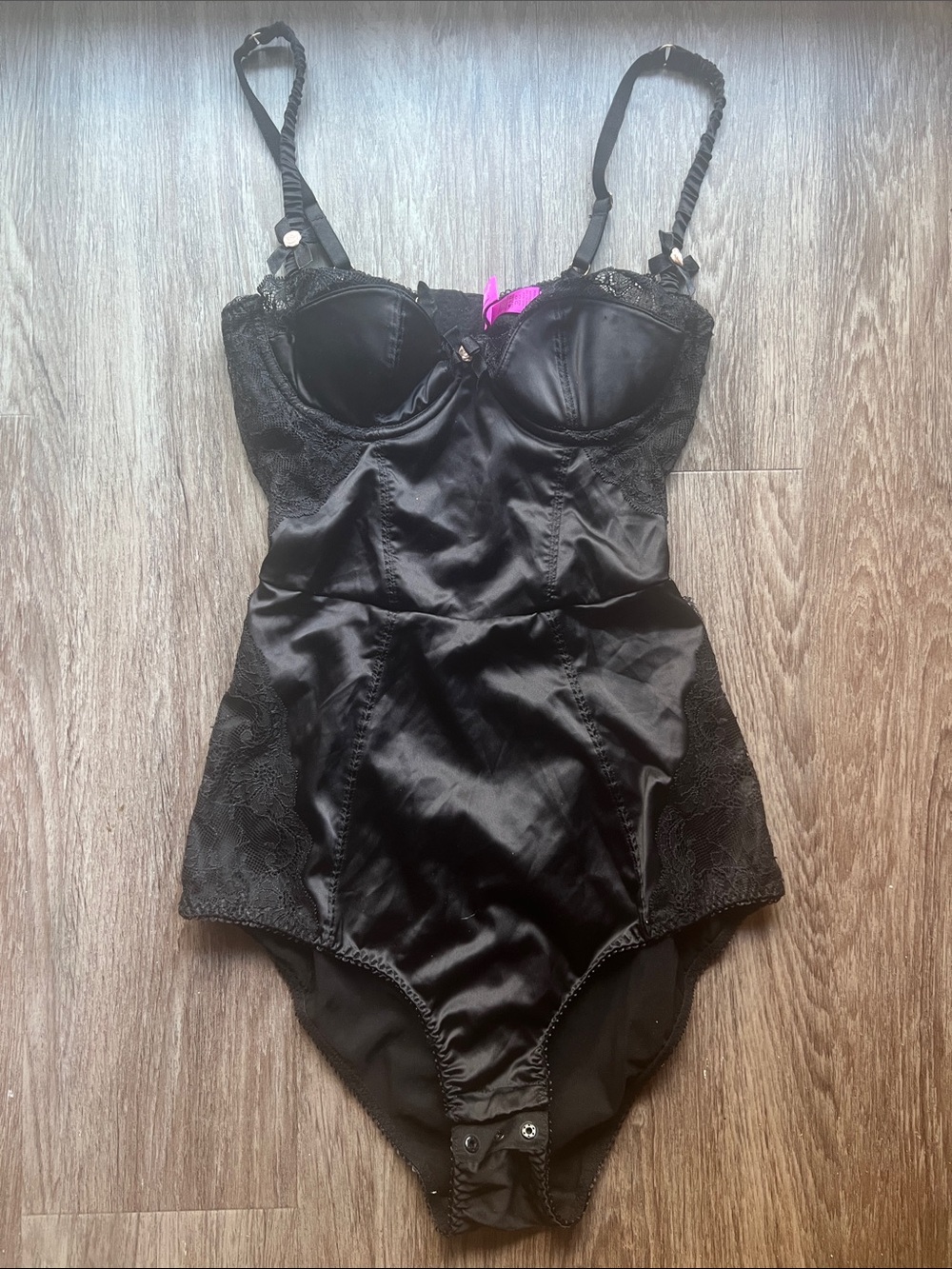 Agent Provocateur Lace and Satin Bodysuit Black Sz 34B